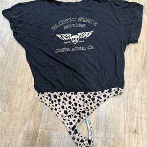 Free People Black Tee Bodysuit Top